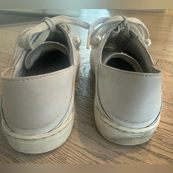 Stuart Weitzman Goldie Convertible Leather Sneakers White Pearl size 38 - Picture 4 of 10